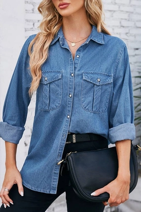 Classic Cut 2024 SPRING NEW DENIM SHIRT TOPS_CWTSTL1063