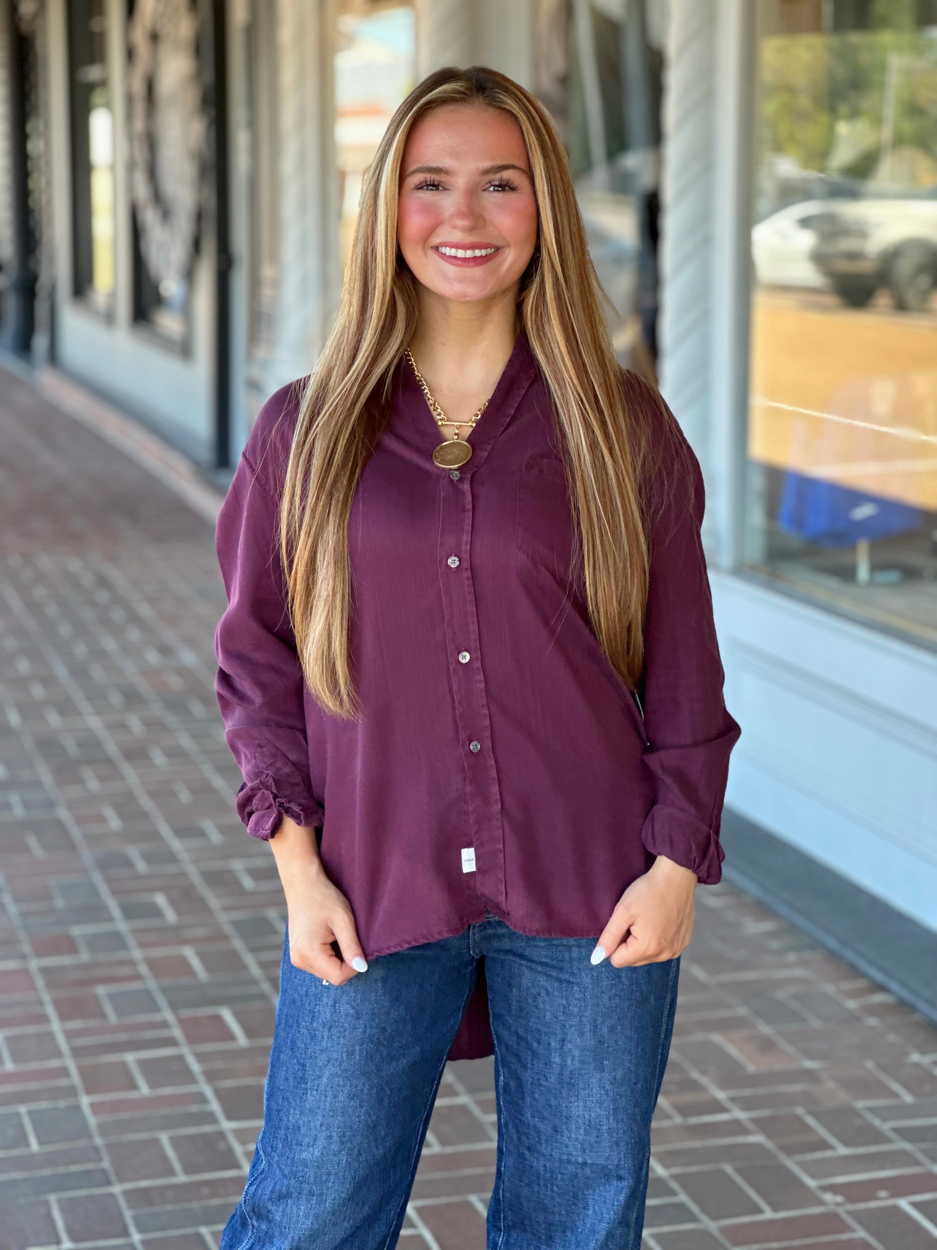 Dear John Galina Top in Fig VNeckline