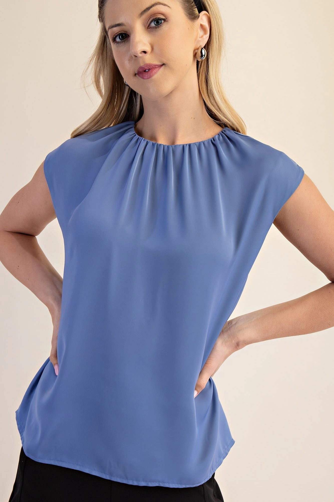 A Good Time Blue Top Flexible Material QuickDry Textile