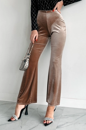 Timeless Treasures Velvet Pants (Tan) Flexible Waist Packable design