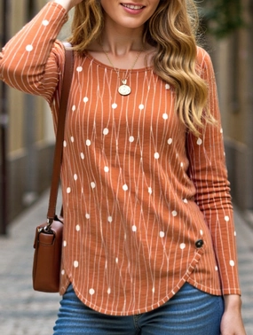 Round neck long sleeve loose pullover shirt Quick Dry Performance