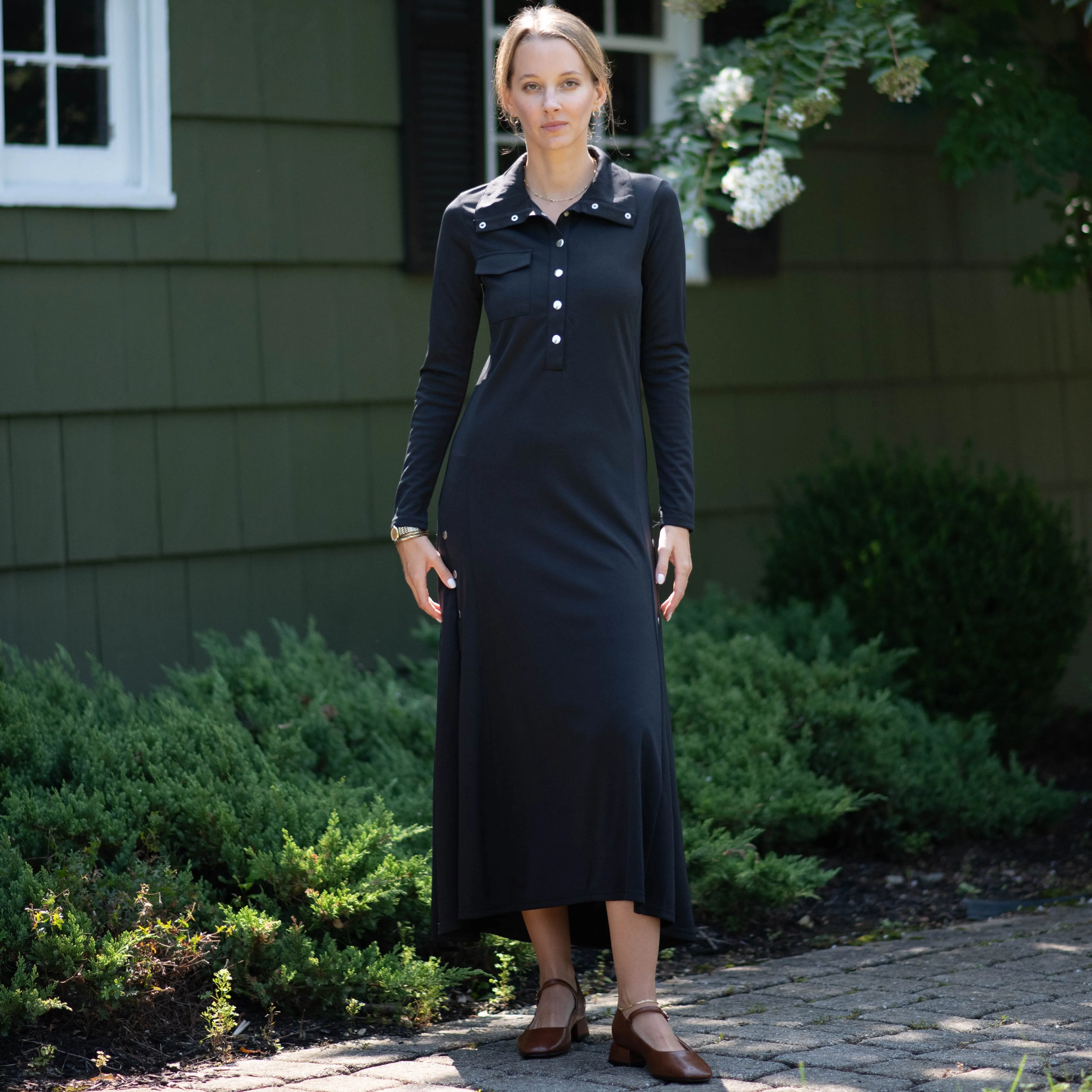 Accented Button Robe | Black [Final Sale] Effortless Look