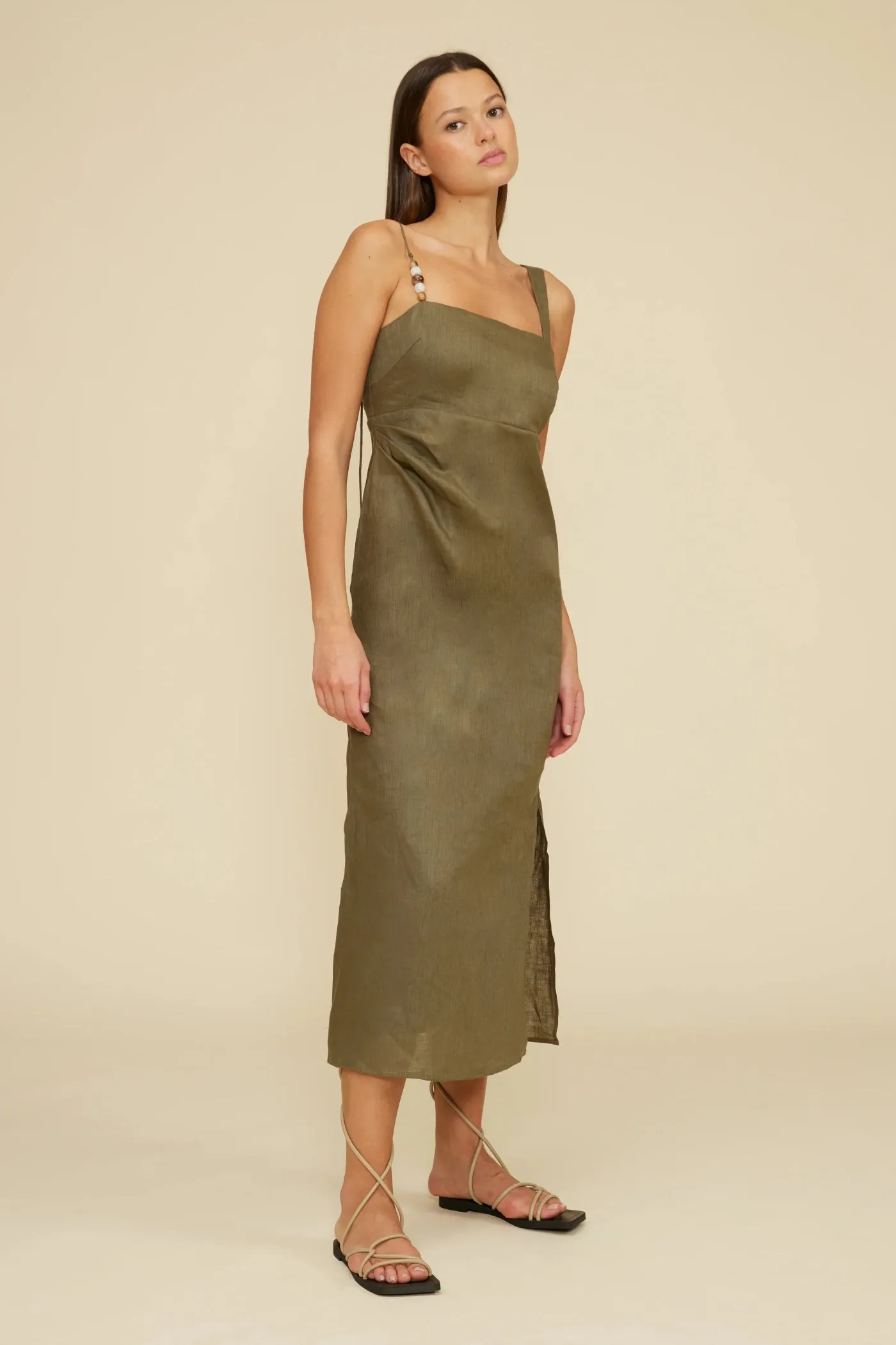 Basic Cool FALLON LINEN MIDI DRESS