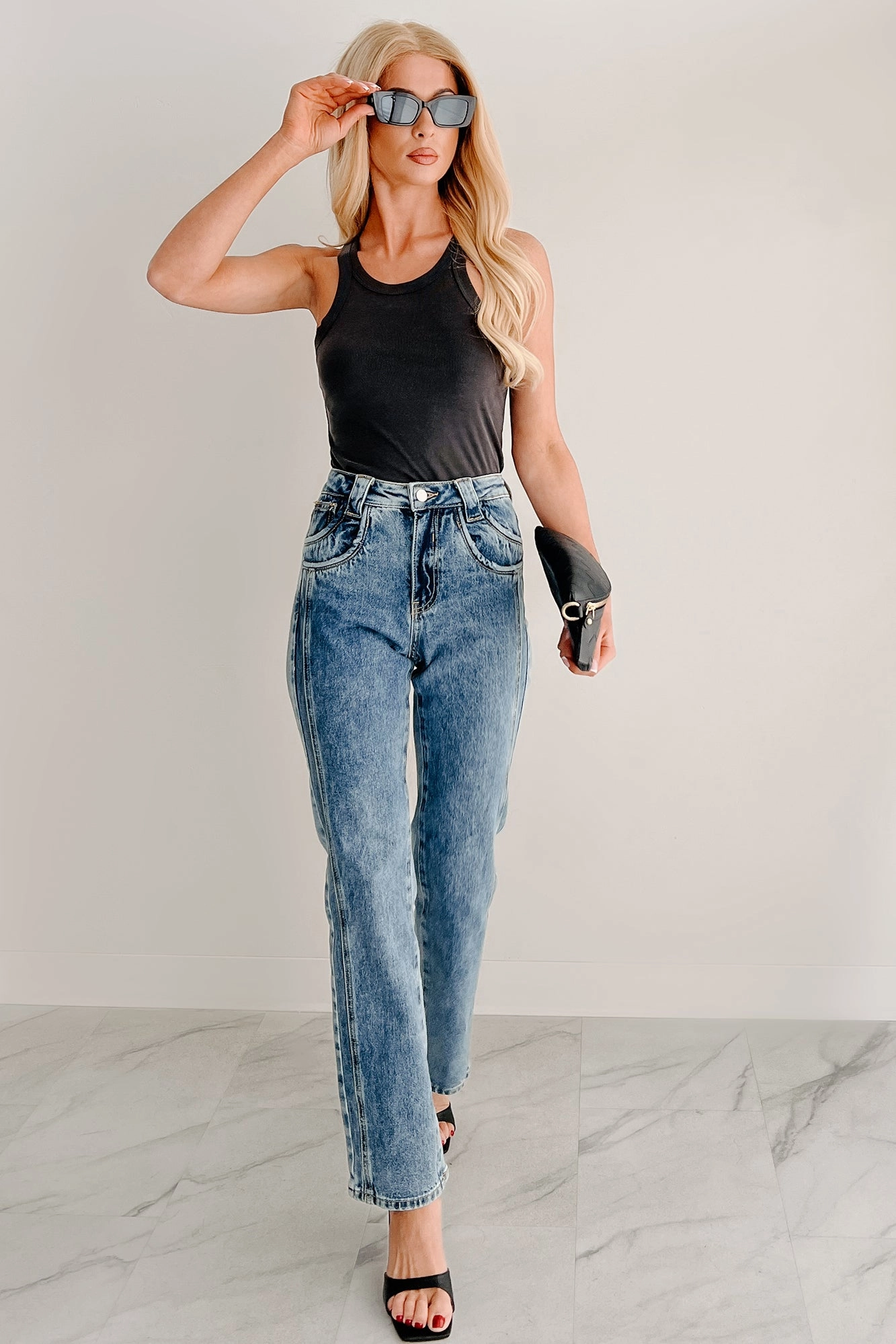 Modern Minimalist Creative Look Home Comfort Ada High Rise Saige Dad Jeans (Medium)