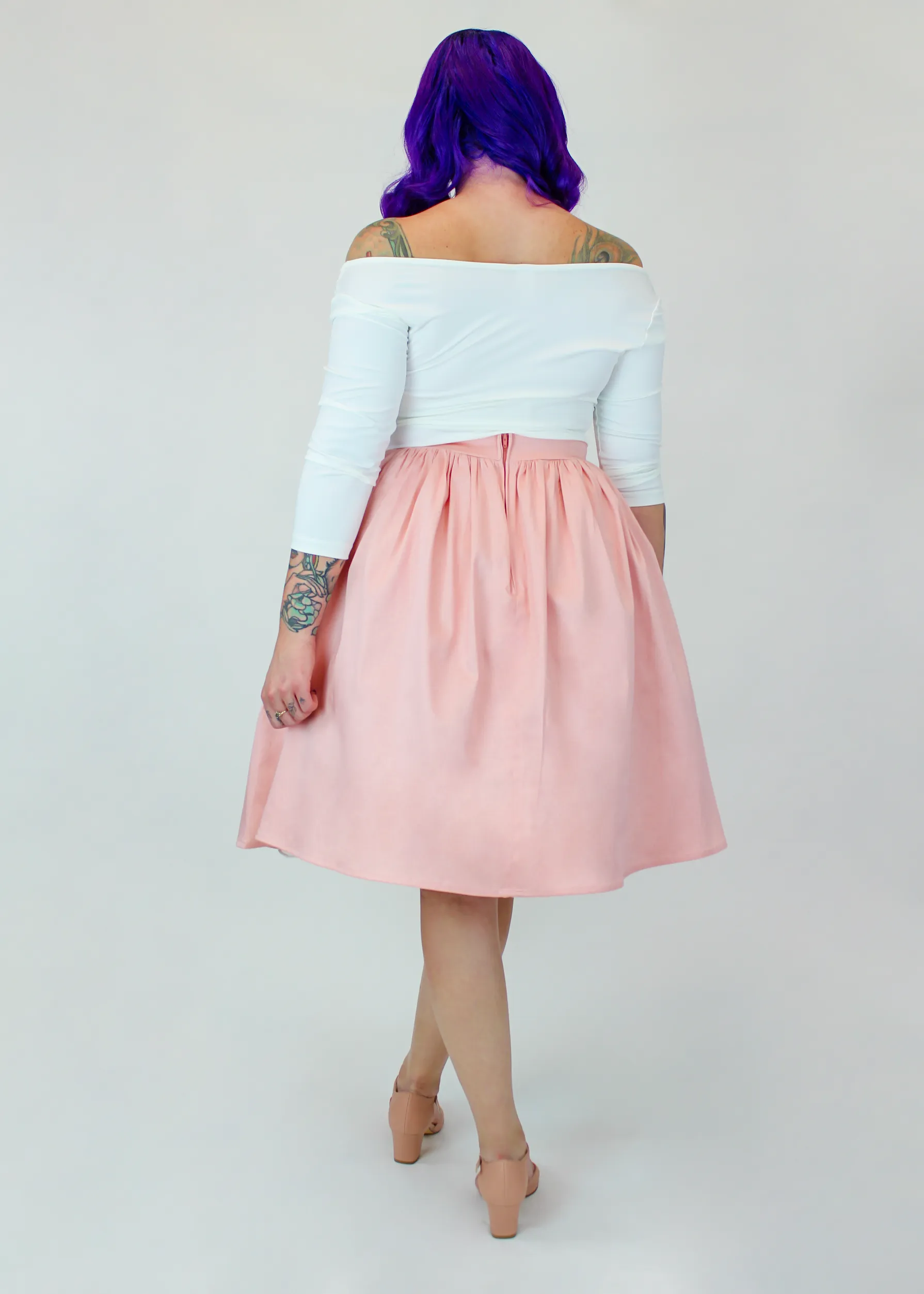 Modern Luxe Low Impact Dye Salmon Pink Pleated Circle Skirt #PC-PP