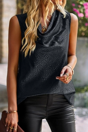 Hidden Zipper Stylish Look PATTERNED SLEEVELESS CASUAL TOP