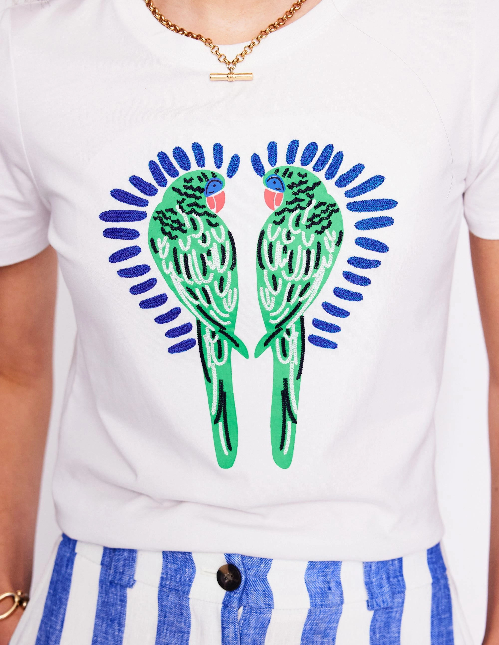 Relaxed Novelty T-Shirt-White, Parrot Built In Odor Control ClassicCrewNeck