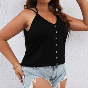 SlimFit CASUAL V NECK SEXY SINGLE BREASTED TANK TOP_CWTTK0360