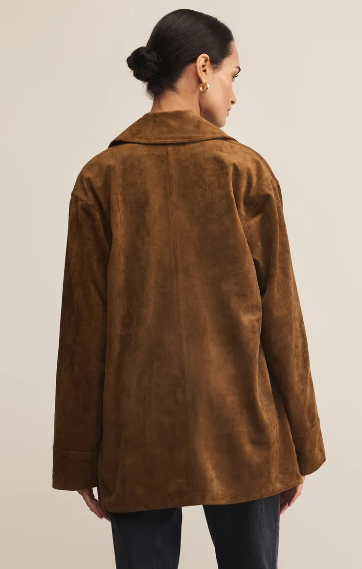 HighDensity Knit Decker Suede Chore Jacket in Coconut