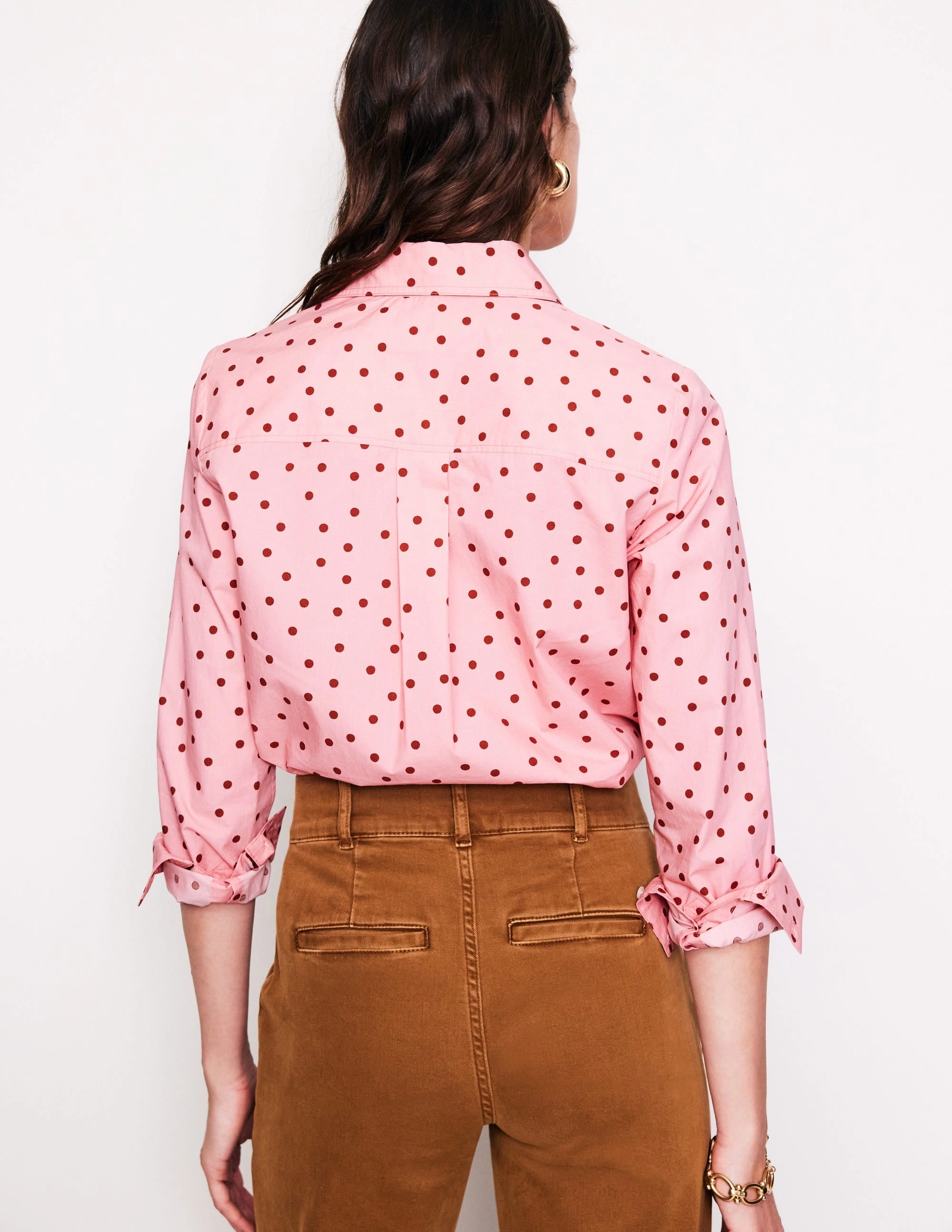 Sienna Cotton Shirt-Almond Pink, Sparse Spot ConvertibleSleeves