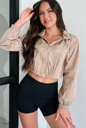 Along The Path Zip-Up Windbreaker Jacket (Khaki) City Streets Dry Touch