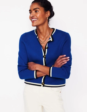 Ribbed Collar Design Holly Knitted Jacket-Bright Blue