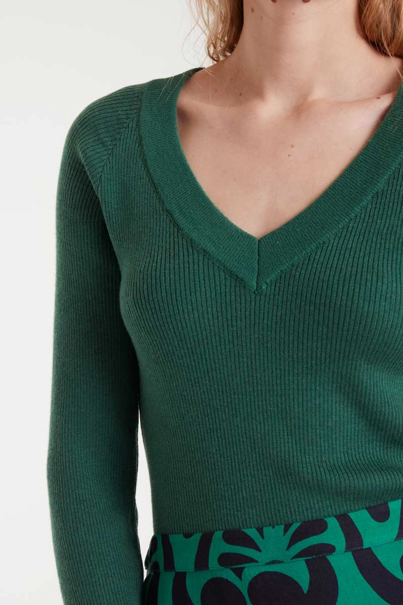 Everyday Look LowMaintenanceFabric Knit Ribbed Sweater in Green