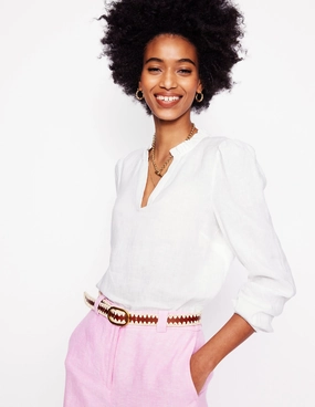 Grace Linen Top-White Printed top