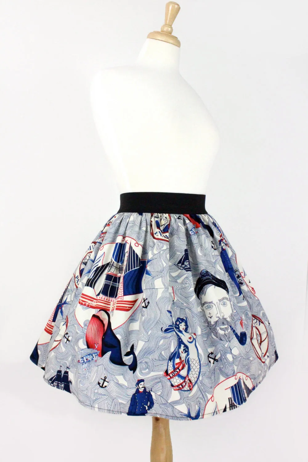 Matching Belt Sailor Jerry Rockabilly Nautical Pleated Skirt  #PS-J111