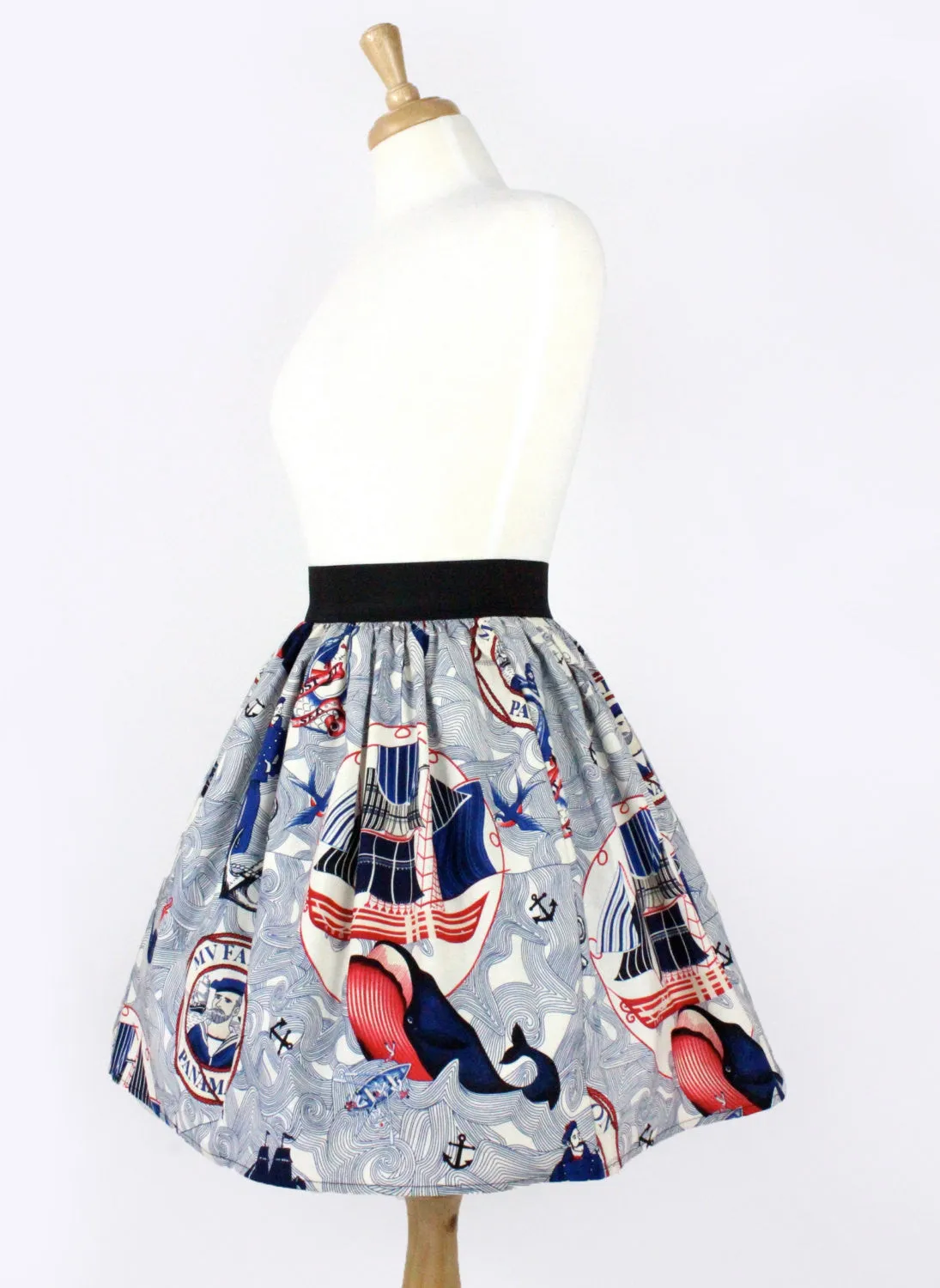 Sailor Jerry Rockabilly Nautical Pleated Skirt  #PS-J111 Non see through