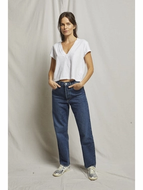 OdorResistant Coating Alanis Recycled Cotton V-Neck Tee in White