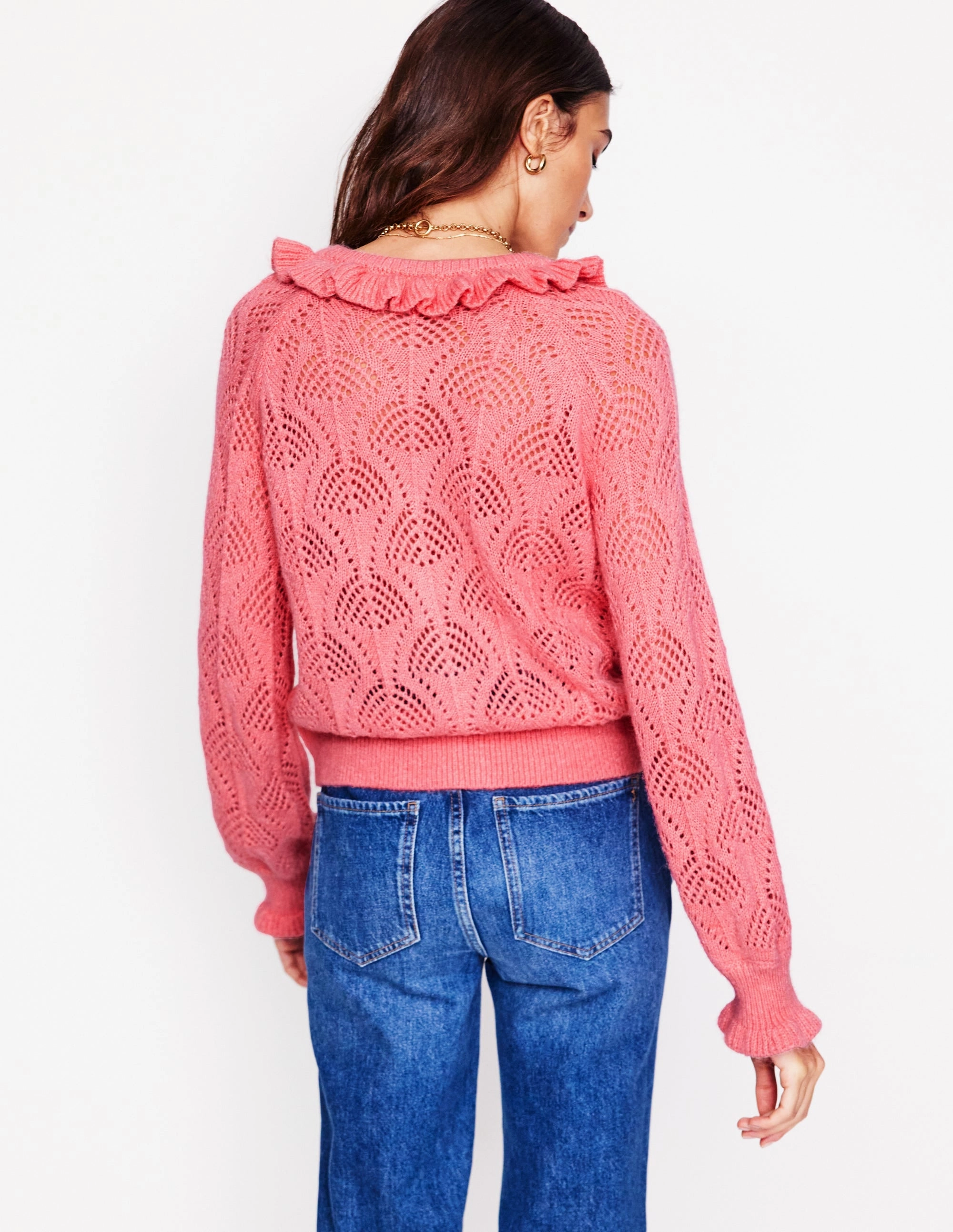 Alice Fluffy Stitch Cardigan-Salmon Pink Quiet Tone