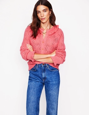 Alice Fluffy Stitch Cardigan-Salmon Pink FadeResistant Dye