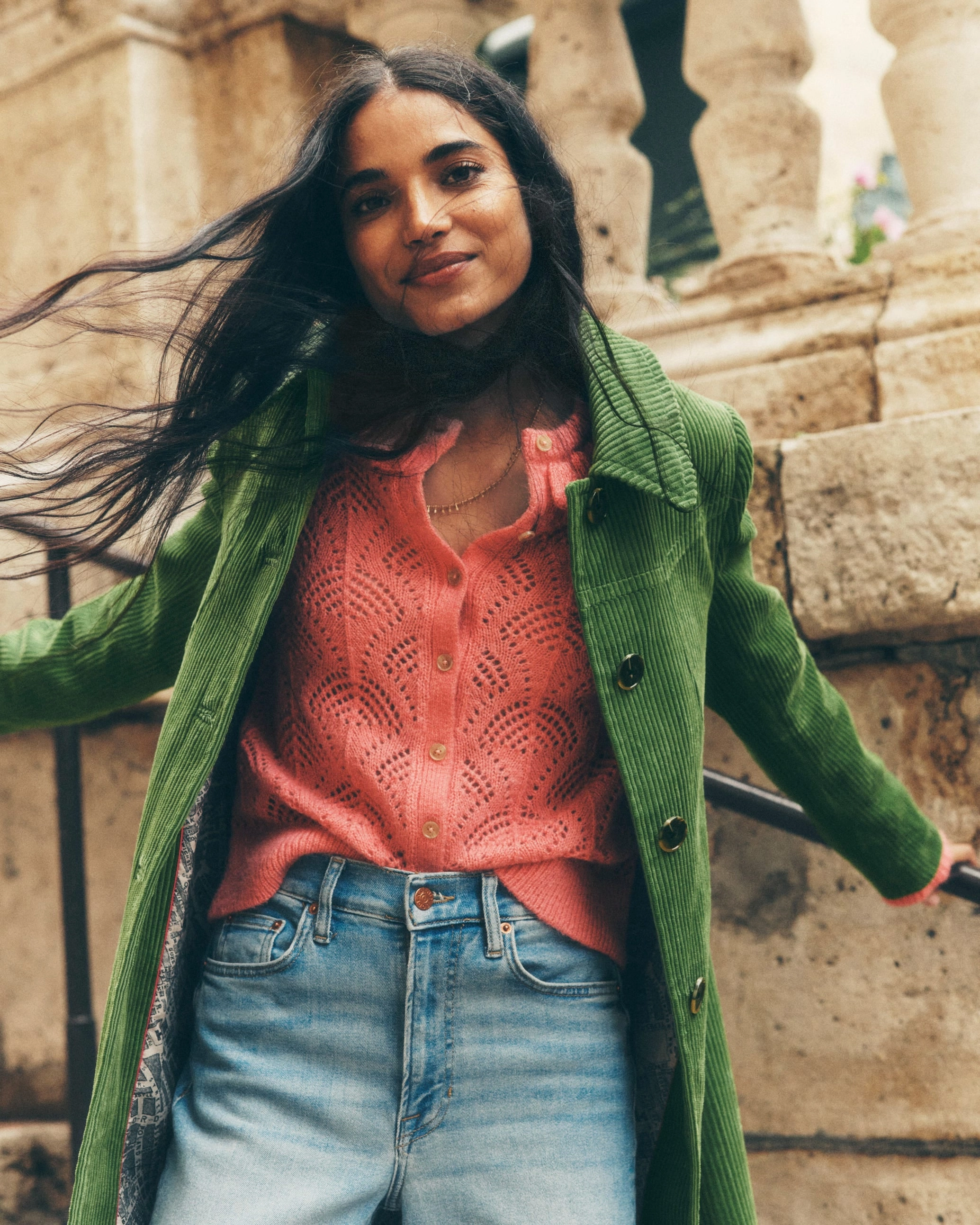 Alice Fluffy Stitch Cardigan-Salmon Pink Grab And Go Smart Look