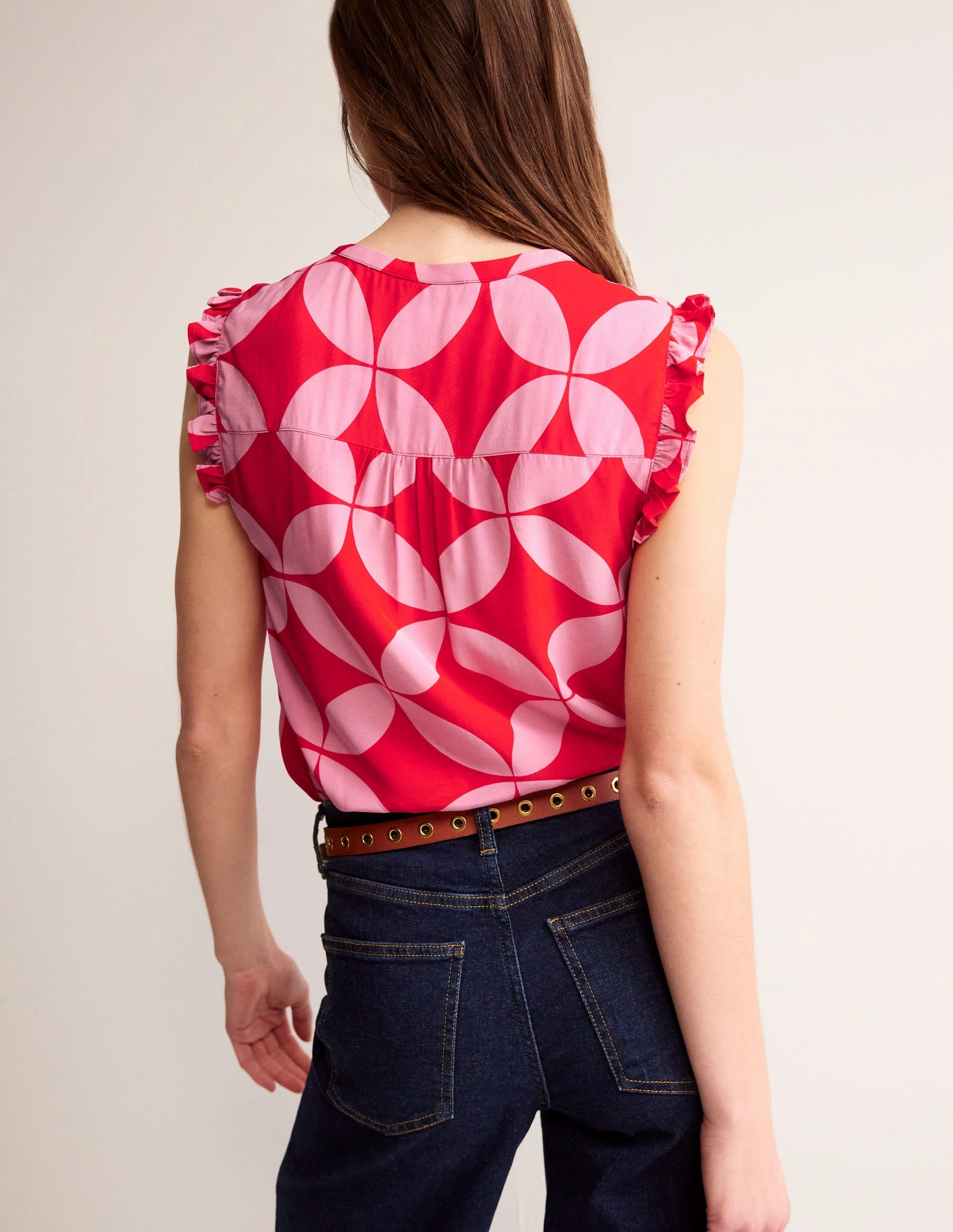 AntiSnagYarnProcessing Wrinkle Resistant Textile Alicia Button Down Top-Flame Scarlet, Diamond Terrace