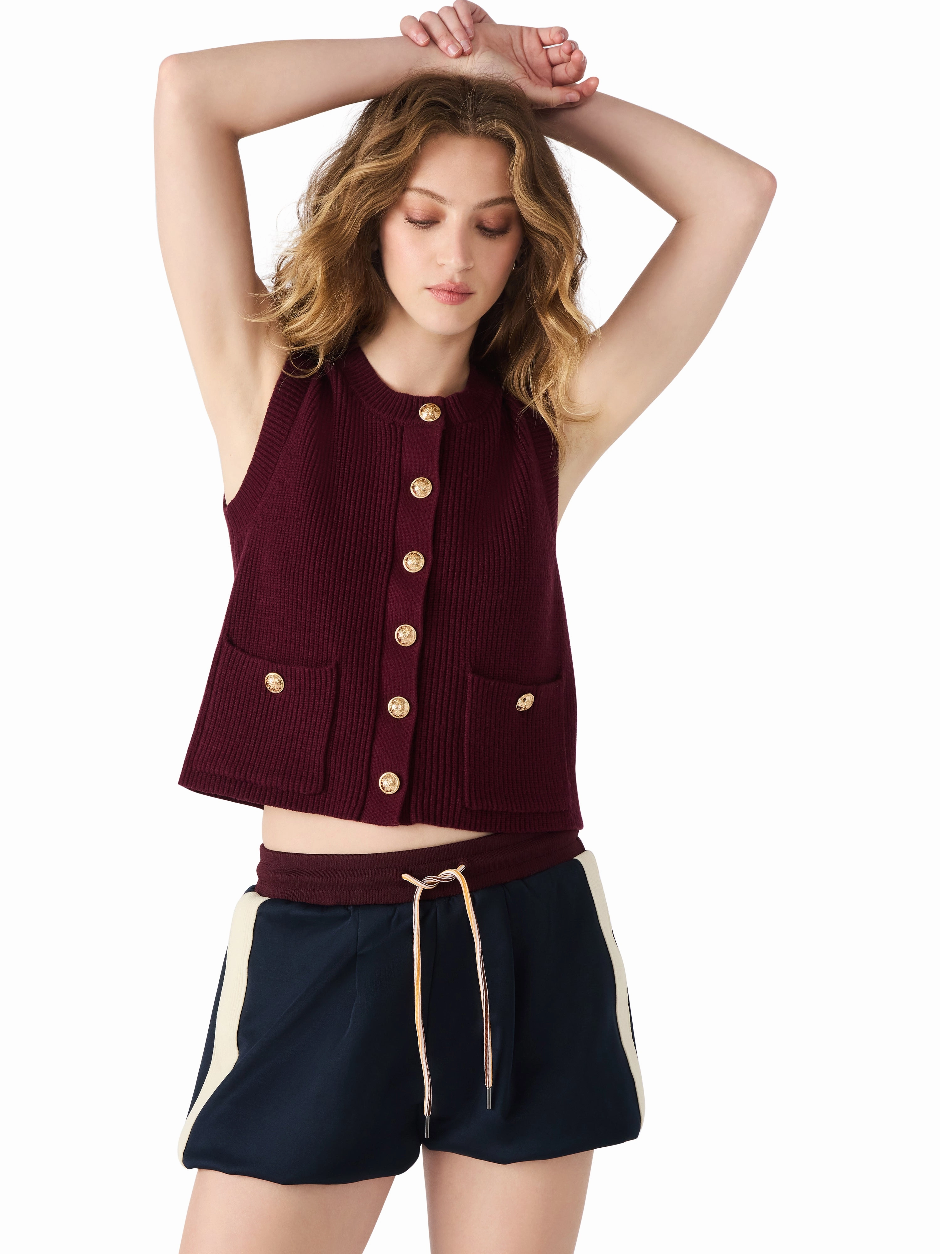 Non Irritating Label Aliya Sweater Vest in Wine