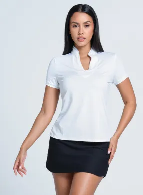 Multi Panel Cut Pleated Placket Short Sleeve