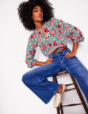 Marina Jersey Shirt-Multi, Foliage Scatter Natural Fiber Blend