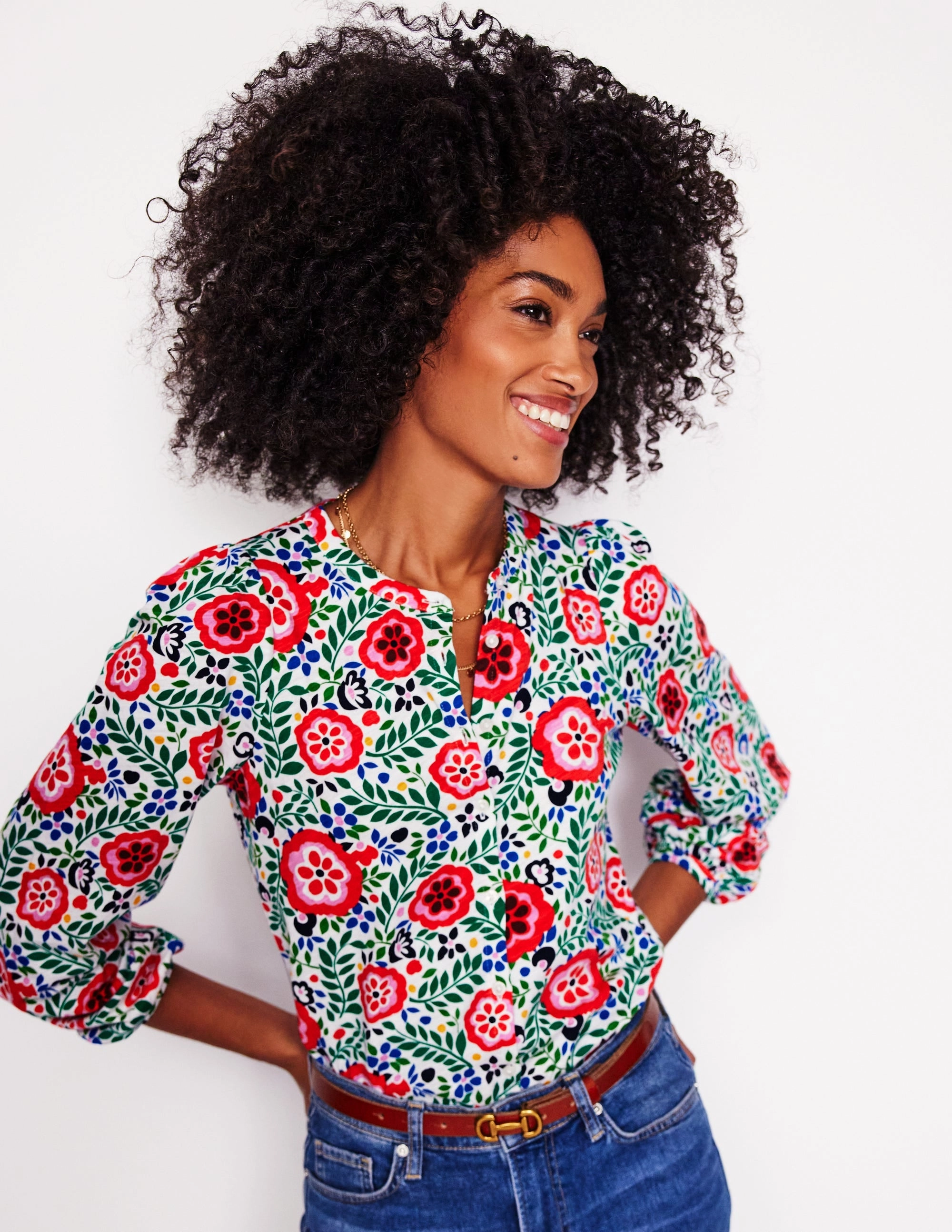 Marina Jersey Shirt-Multi, Foliage Scatter LowImpact Manufacturing