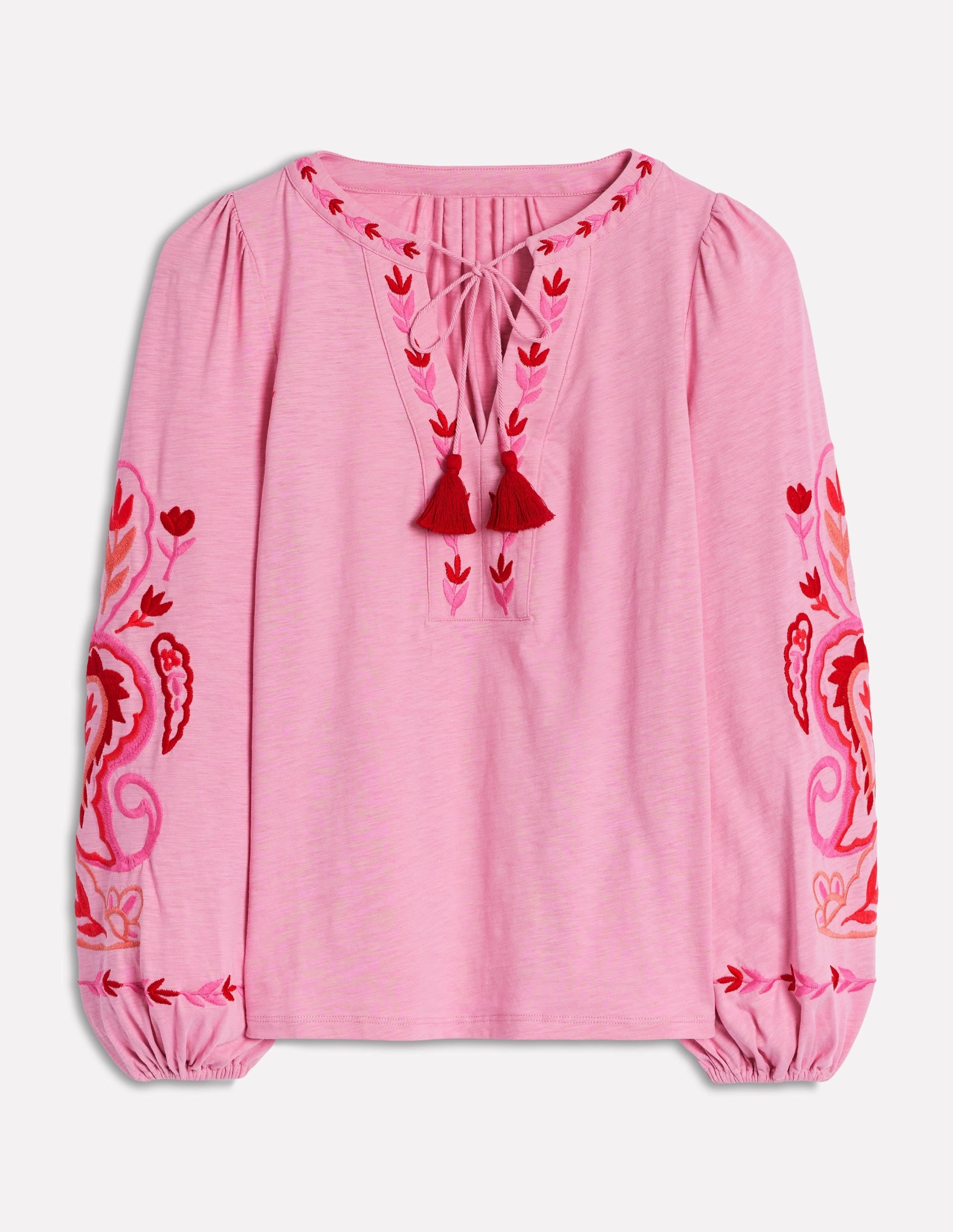 Ventilated Panel Design Nia Embroidered Top-Formica Pink