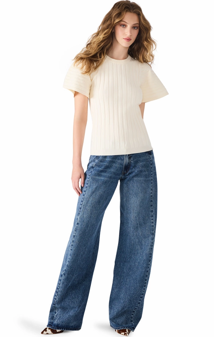 Allie Sweater in Antique White Layered Panel Construction