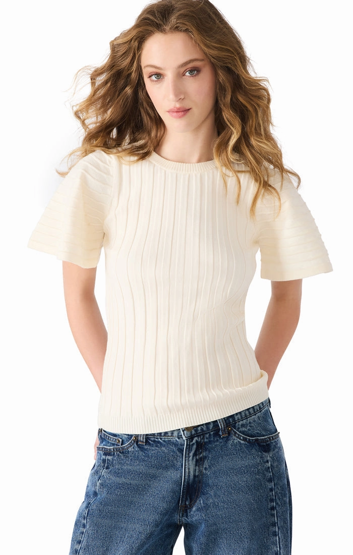 SoftFeel Fabric VentilatedArmholes Allie Sweater in Antique White