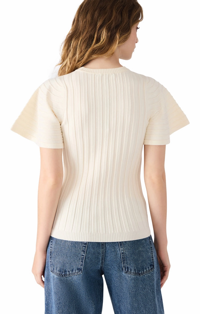 YarnDyeStripe Allie Sweater in Antique White