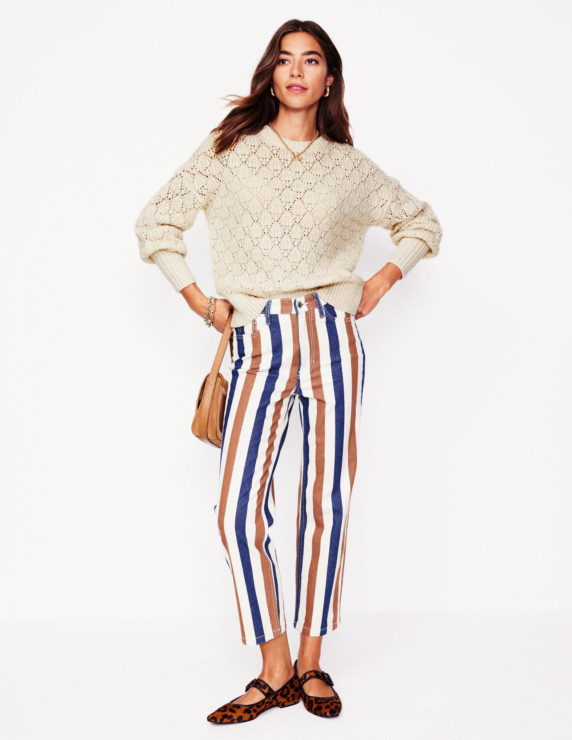 Modern Silhouette Chunky Pointelle Jumper-Warm Ivory