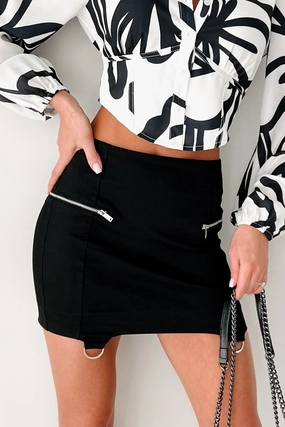 Commuter Ready Always In Control Hem Ring Mini Skirt (Black)