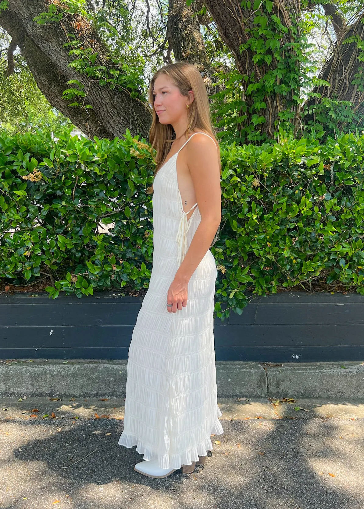 Inclusive Fit Timeless Layering AMBER IVORY TEXTURED MAXI DRESS