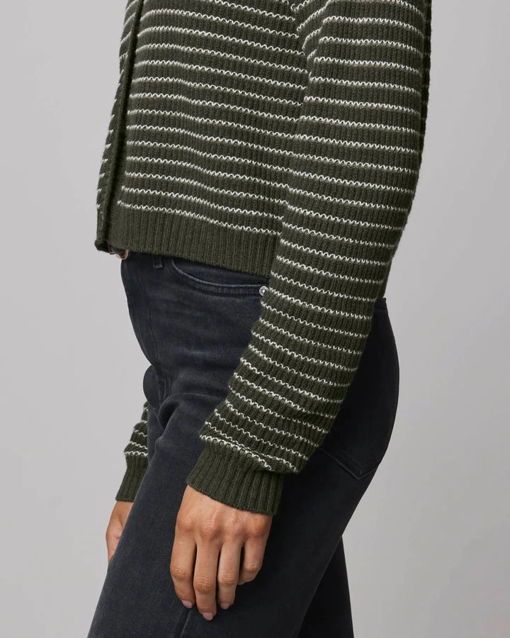 Amber Stripe Crop Cardigan in Green Spruce/Pale Oak UPFProtection