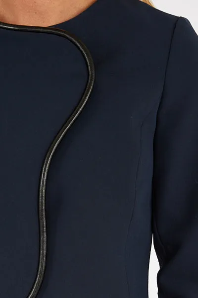 Softened Edges Ribbed Hemline Andie Jacket in Navy