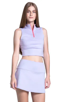 Edge Cut Crop Tank Breathable Mesh Back Formal Shirt