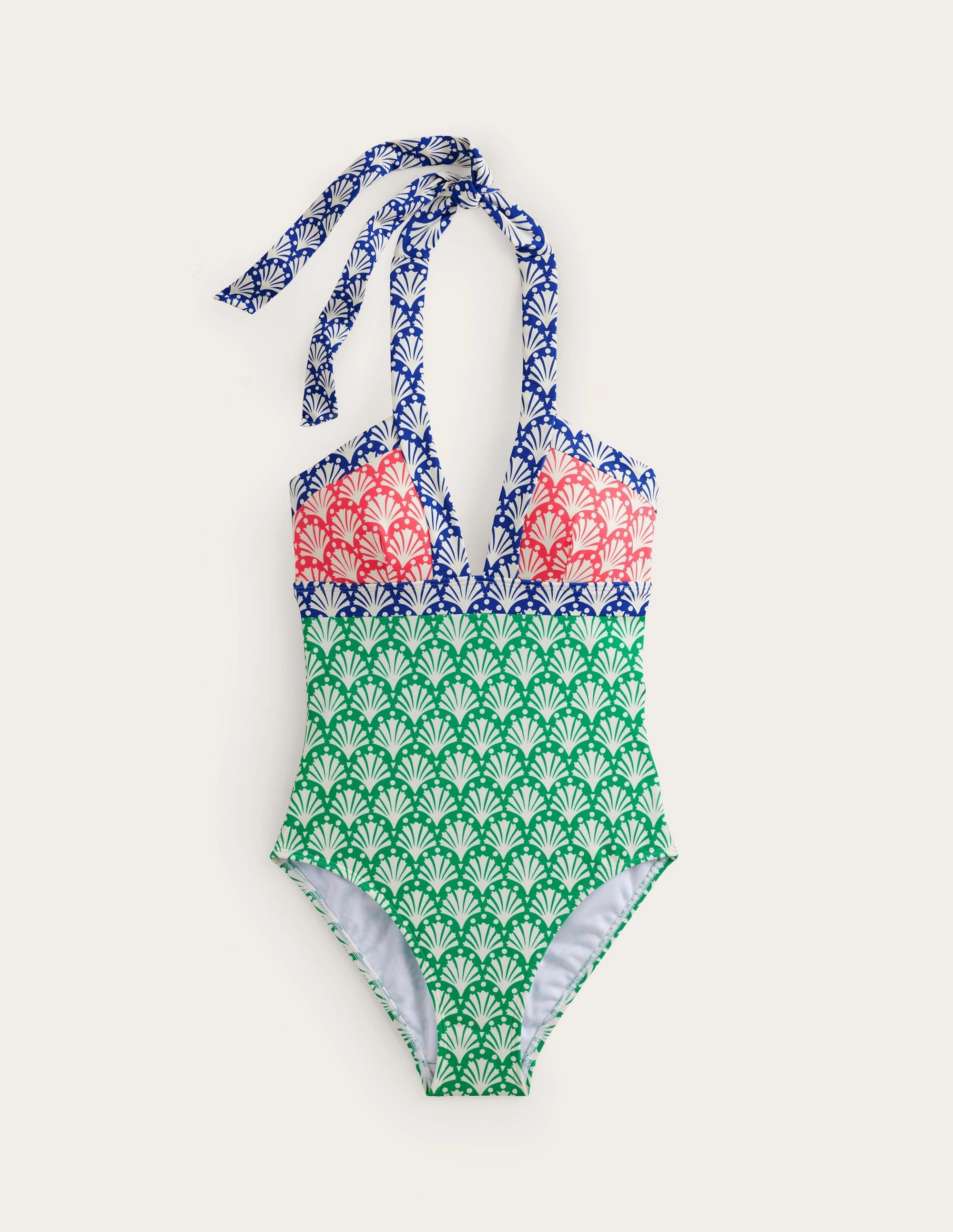water sports gear Relaxing Escape Ithaca Halter Swimsuit-Green Tambourine, Shells
