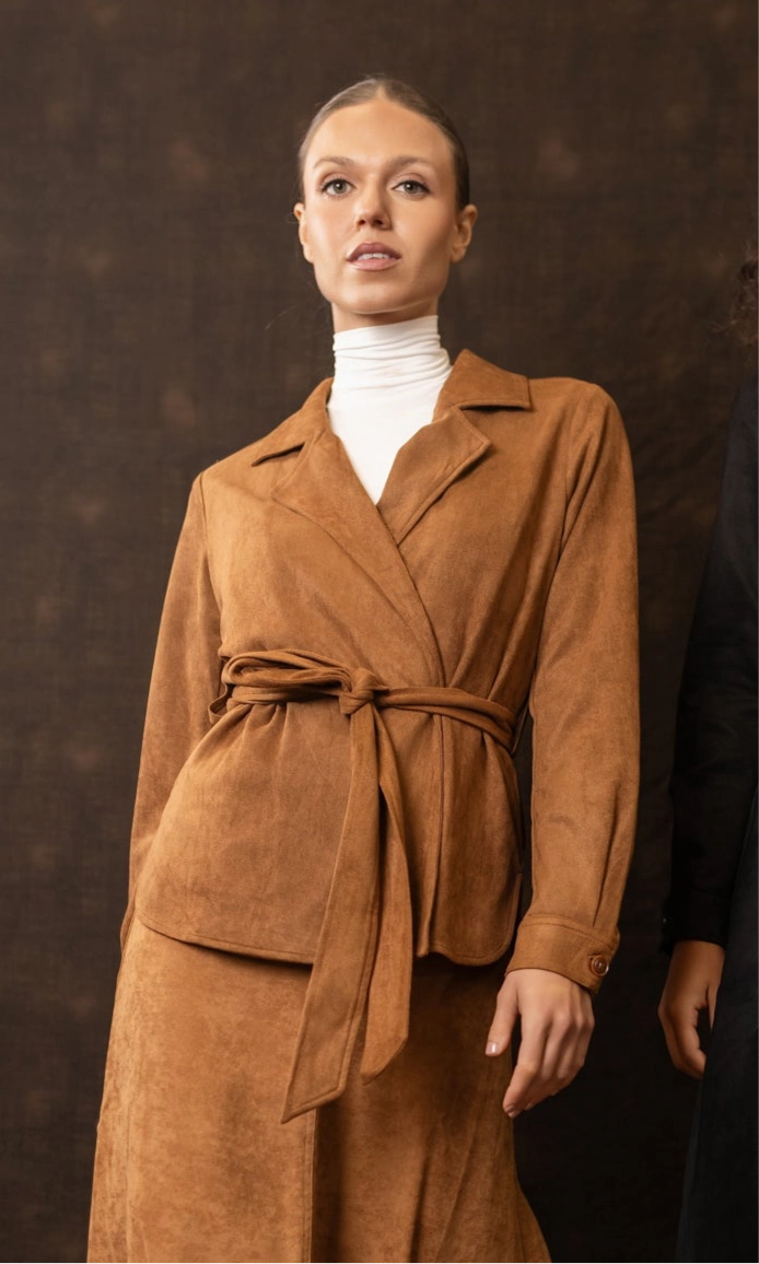 Suede Jacket | Camel Eco Friendly Material
