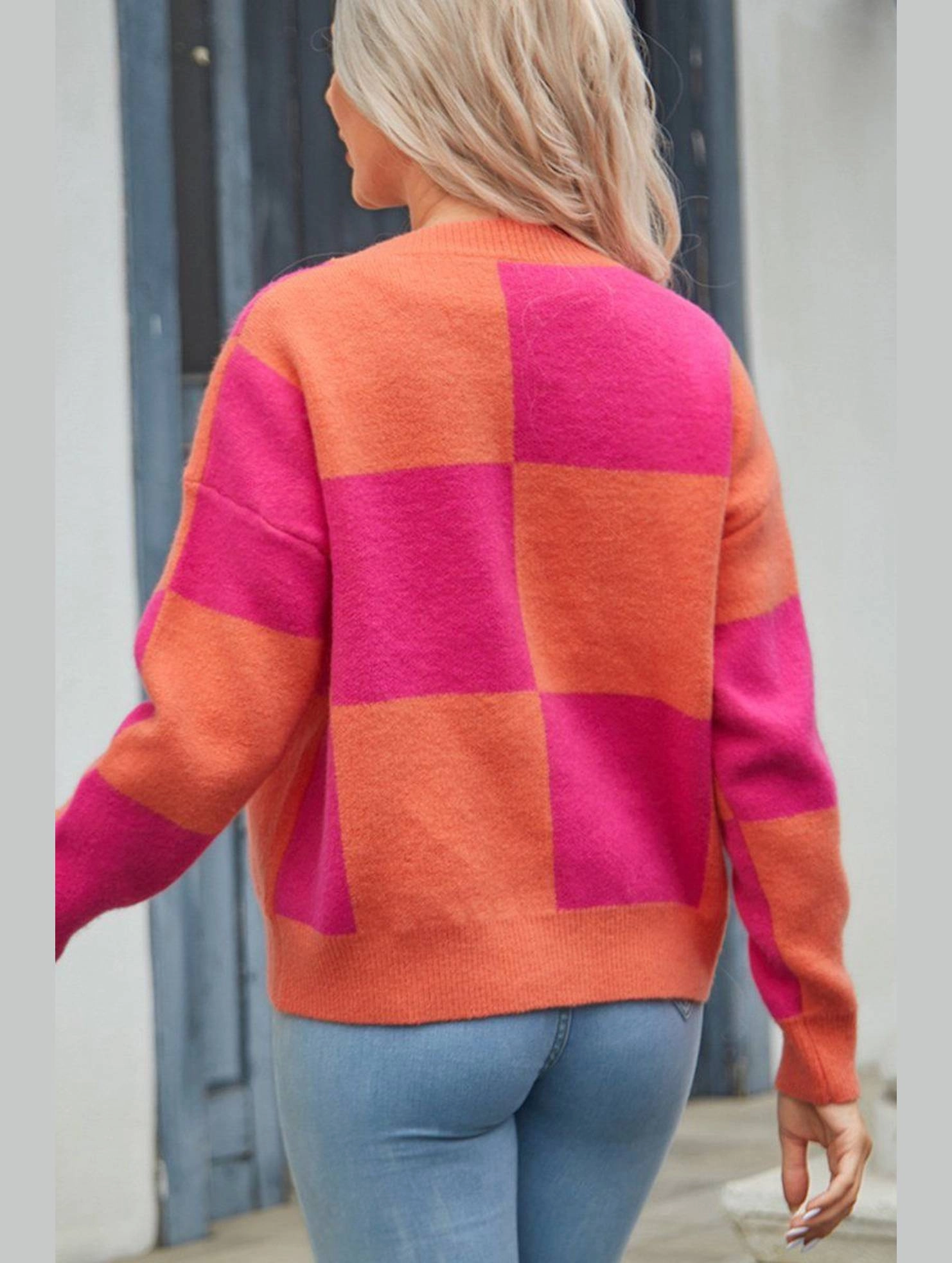 ElasticEdgeBinding TearResistant Blends WOMEN PLAID COLOR BLOCK BUTTON UP CARDIGAN