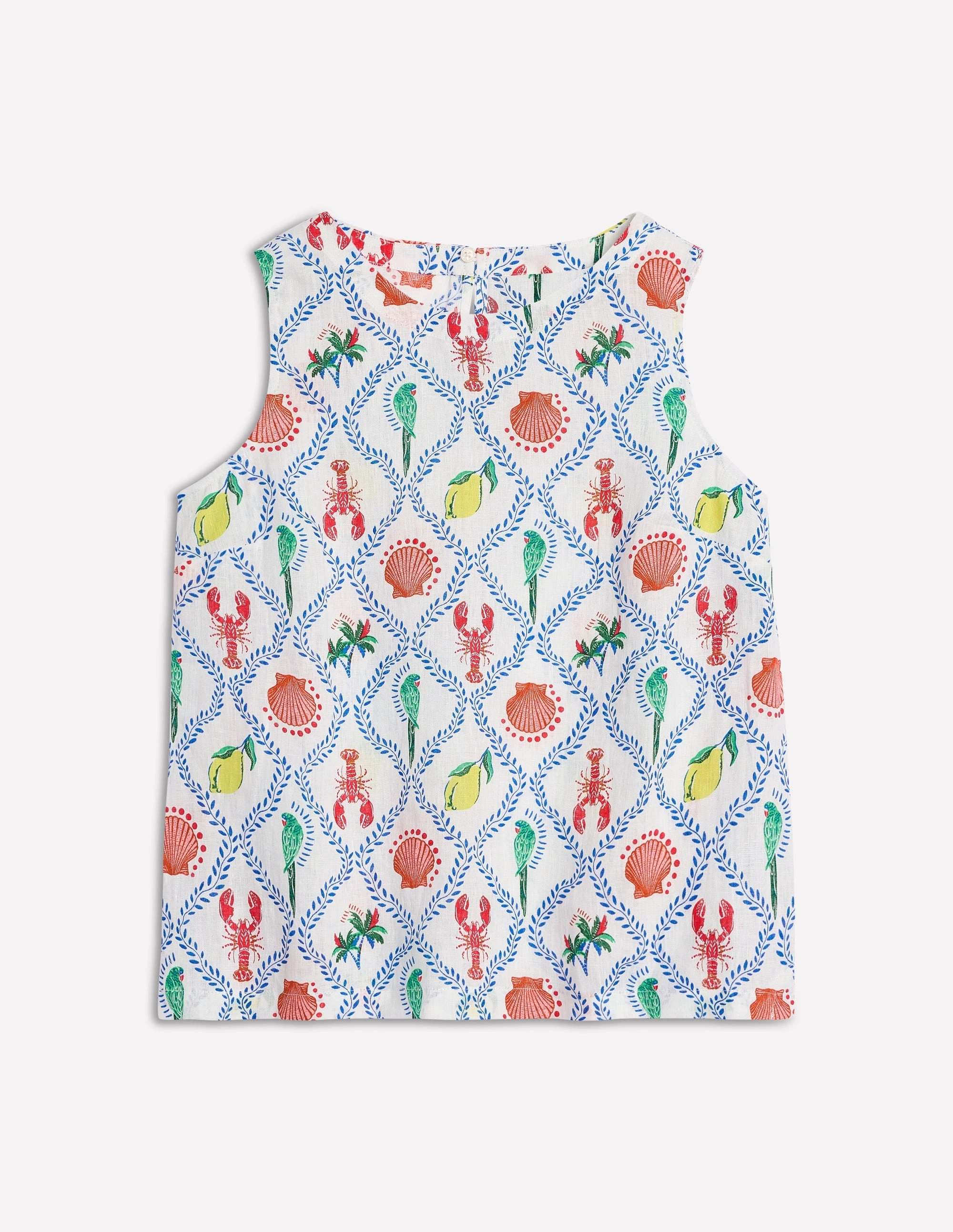 Linen Shell Top-Ivory, Tropical Bonanza Summer Style HighDensity Knit