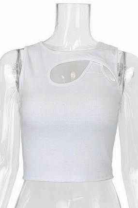 Thermal Regulating Fabric CHEST HOLLOW OUT SEXY SLIM SHORT TANKTOP_CWTTK0308