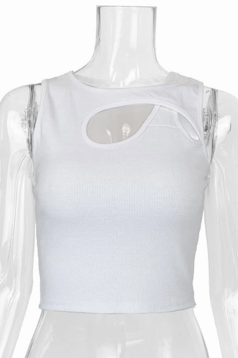 Thermal Regulating Fabric CHEST HOLLOW OUT SEXY SLIM SHORT TANKTOP_CWTTK0308