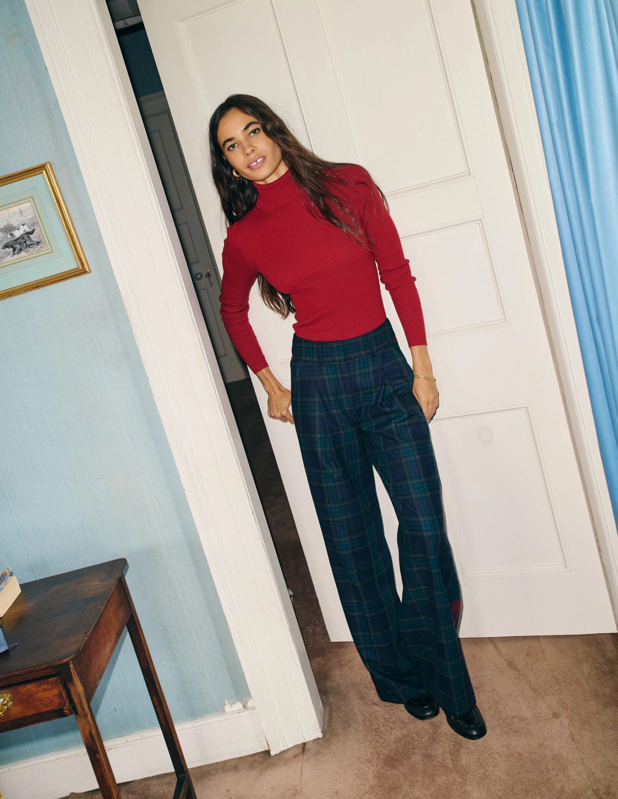 Catriona Roll Neck Jumper-Red Liquorice Soft Microfiber Surface