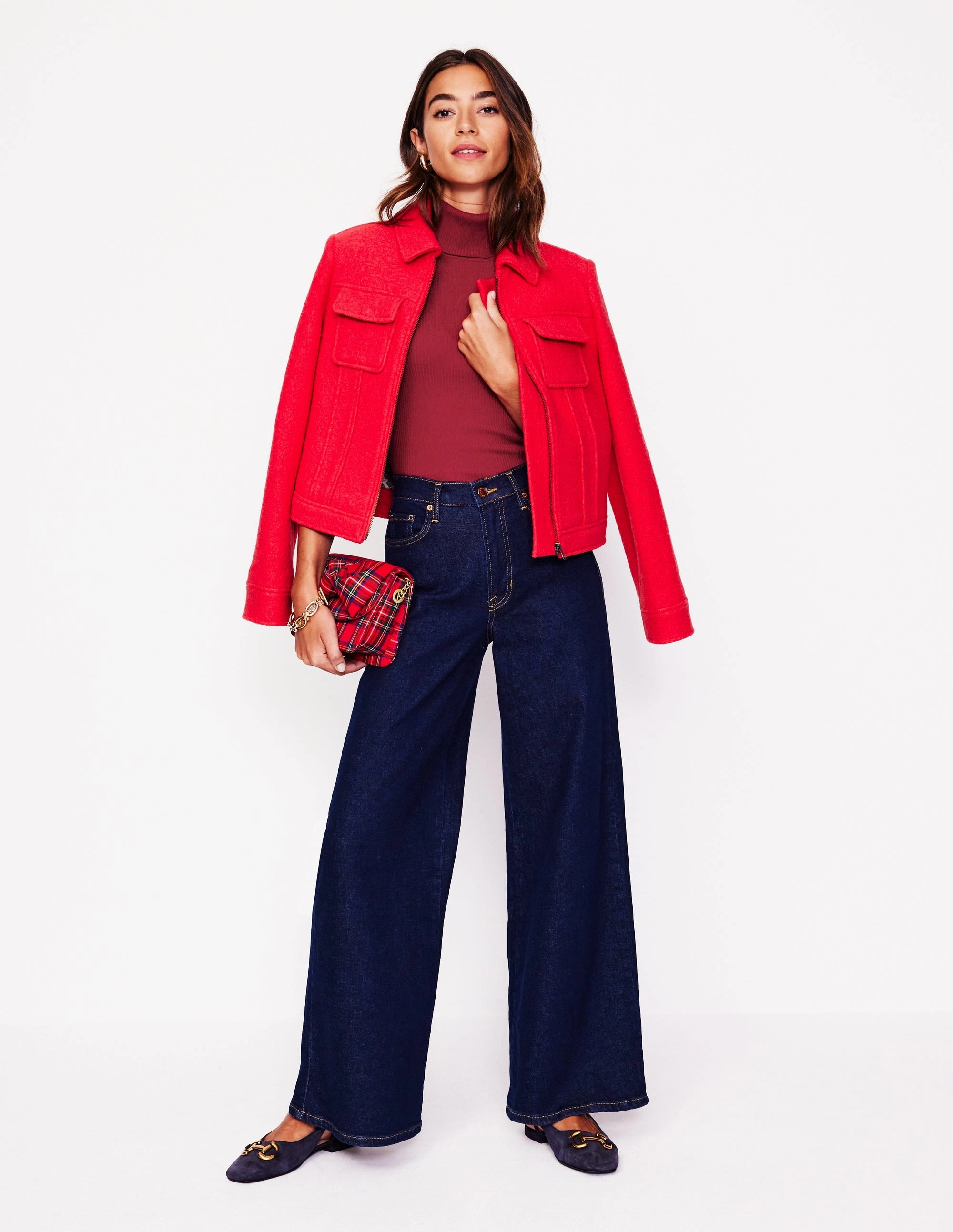 Stay Simple Catriona Roll Neck Jumper-Red Liquorice