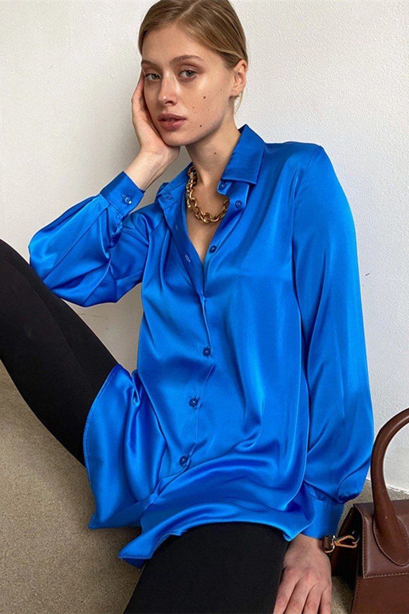 Adaptive Fit Technology WOMEN LONG SLEEVED SATIN BUTTON UP SHIRTS