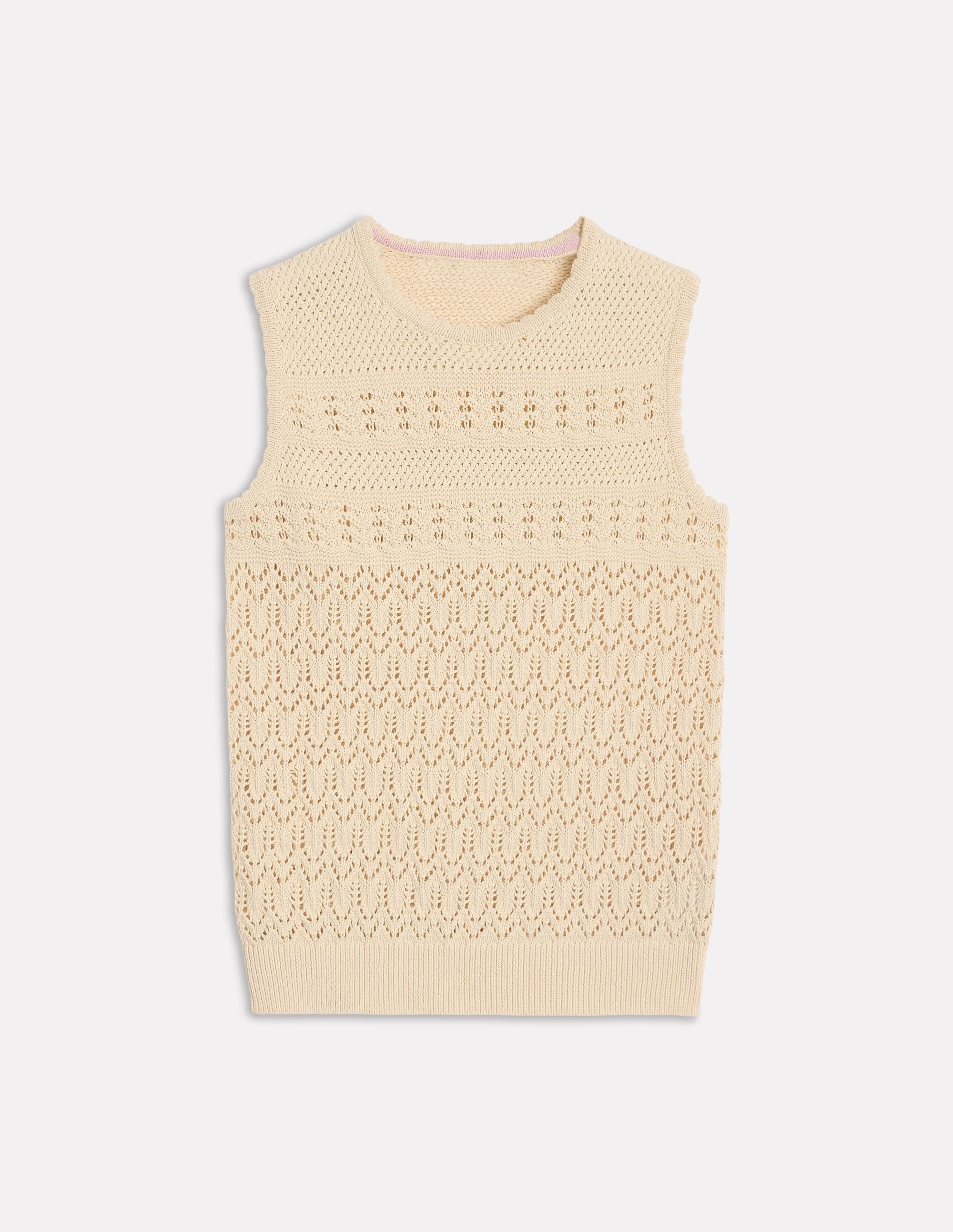 VeganFriendly Material Cotton Stitch Crew Tank-Warm Ivory