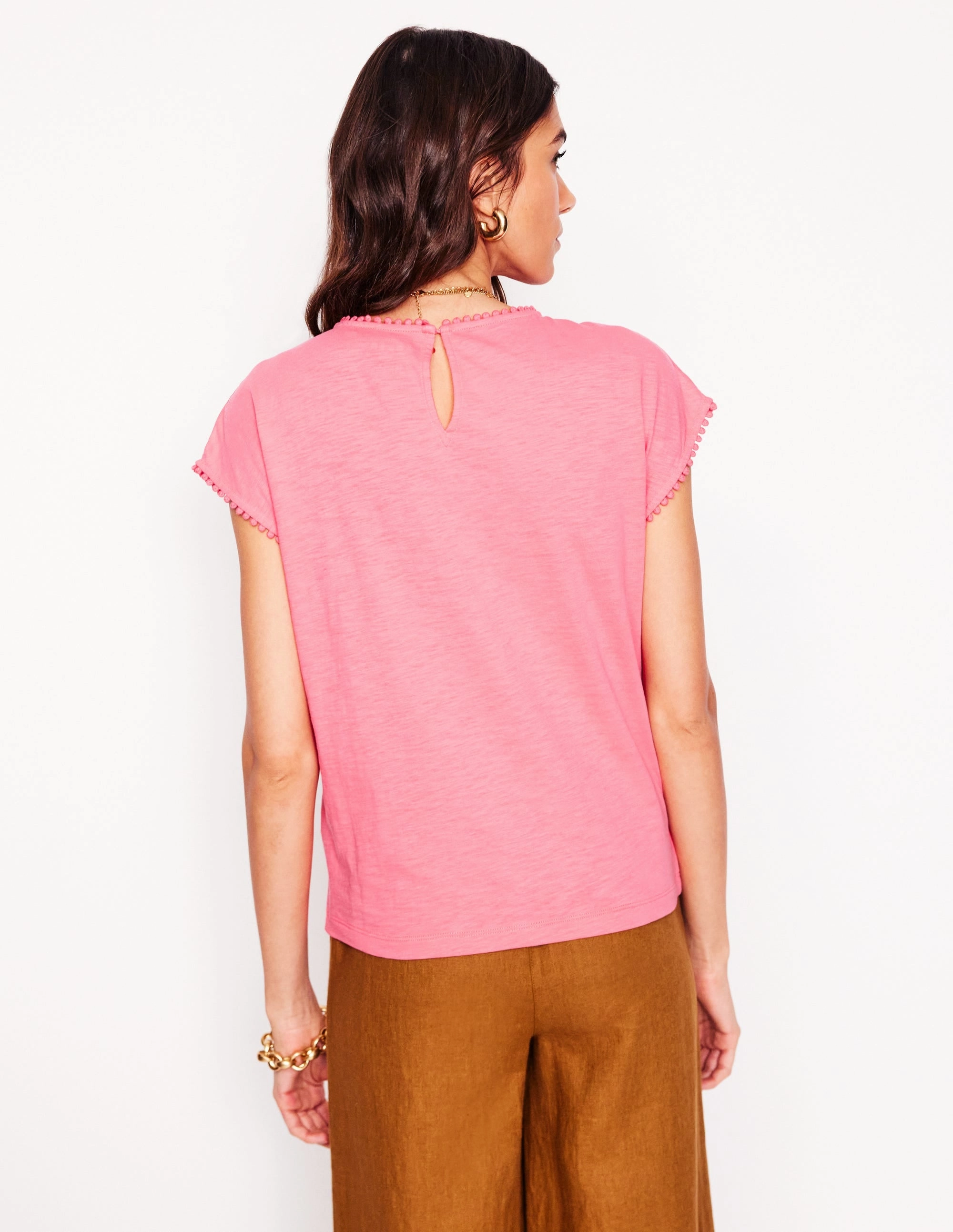 Anya Broderie T-shirt-Azalea Pink Durable Weave